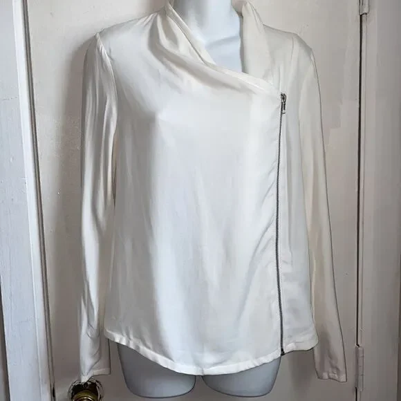 TROUVE White Modal Asymmetrical Zip Moto Jacket-S - Picture 2 of 7
